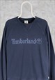 BLUE TIMBERLAND SWEATSHIRT SPELL OUT MENS SMALL