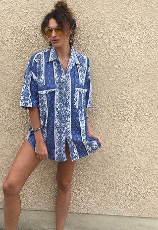 PATTERNED OVERSIZED RETRO VINTAGE UNISEX FESTIVAL SHIRT
