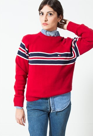 ON SALE VINTAGE 80S TOMMY HILFIGER KNITWEAR JUMPER / S0262