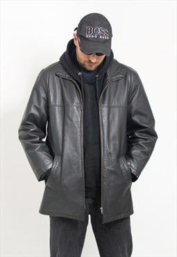 Vintage black leather jacket men size M/L