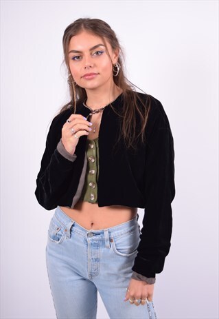 VINTAGE JEAN PAUL GAULTIER VELVET BOLERO TOP BLACK