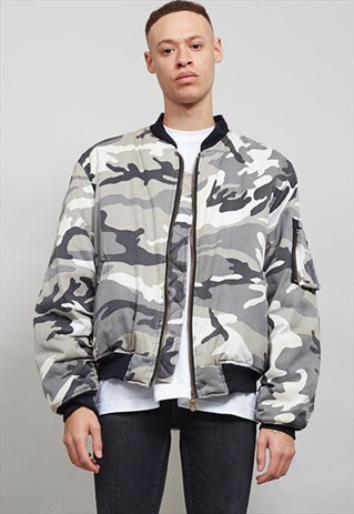 VINTAGE MONOCHROME CAMOUFLAGE BOMBER JACKET