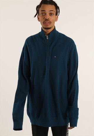 VINTAGE TOMMY HILFIGER EMBROIDERED 1/4 ZIP SWEATSHIRT