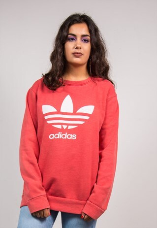 VINTAGE 90'S RED ADIDAS TREFOIL SWEATSHIRT JUMPER