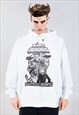 GHOST PRINT HOODIE CREEPY PULLOVER PREMIUM PUNK JUMPER 