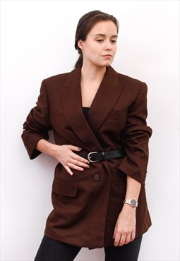 Vintage Women's XL Brown Double Breasted Sport Jacket Blazer
