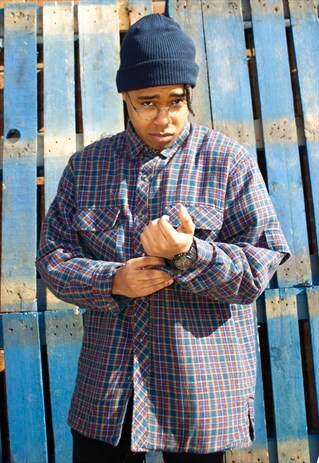 VINTAGE DICKIES RED AND BLUE CHECK OVERSHIRT