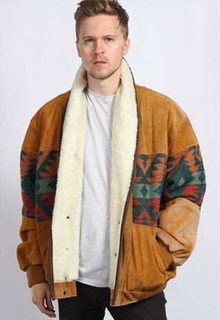 VINTAGE AZTEC FLEECE LINED FESTIVAL JACKET