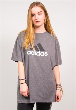 ADIDAS VINTAGE 90'S GREY OVERSIZED SPORTS T-SHIRT