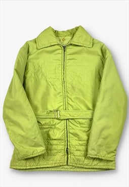 70s white stag padded jacket lime green medium BV20559