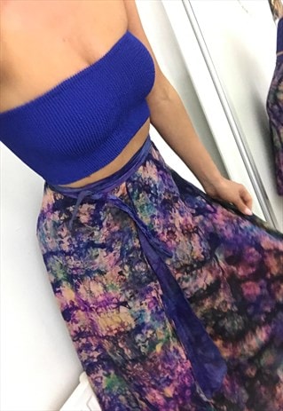 1990'S REVERSIBLE SILK WRAP MIDI SKIRT
