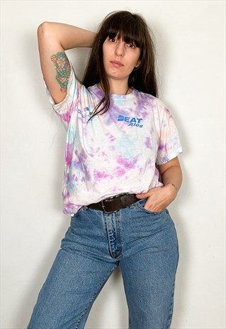 VINTAGE TIE DYE BLUE & PURPLE TEE