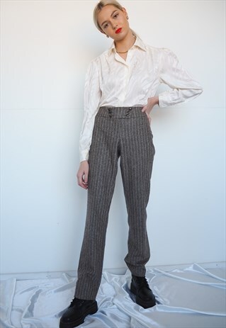 VINTAGE HUGO BOSS STRIPE HIGH WAIST TROUSERS