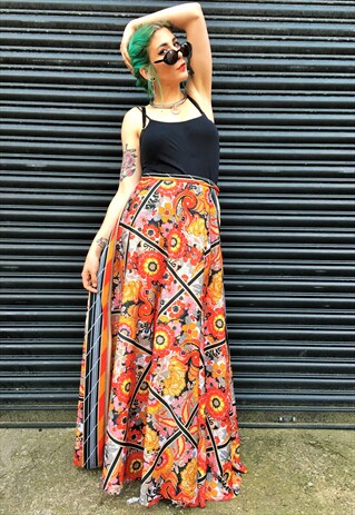 VINTAGE FLORAL MAXI SKIRT