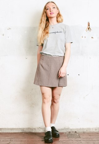 VINTAGE 70S PLAID MINI SHORT SKIRT