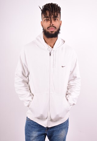 NIKE MENS VINTAGE HOODIE JACKET LARGE WHITE 90'S