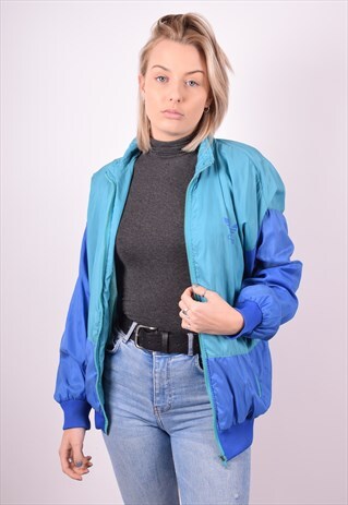 ADIDAS WOMENS VINTAGE TRACKSUIT TOP JACKET XL BLUE 90S