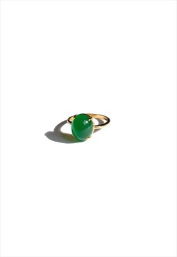 Dew green jade stone ring
