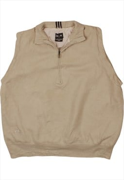 Vintage 90's Adidas Gilet Vest Sleeveless Quater Zip Beige