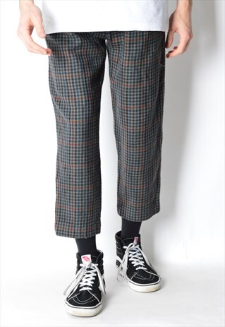 VINTAGE 80S CHECK WOOL BLEND PANTS