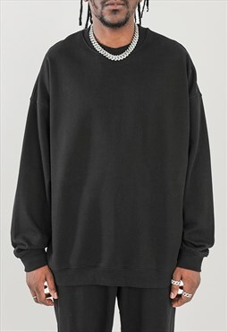 Black Heavy Cotton Oversized Sweatshirts Unisex 