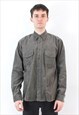 Vintage Mens M Shirt Long Sleeved Soft Corduroy Cords Gray