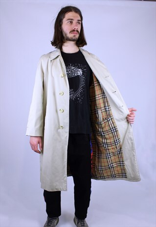 90S VINTAGE BURBERRY TRENCH BEIGE COAT ELEGANT JACKET