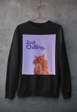 Chill cat Sweatshirt sweater black