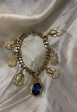 Vintage Revival 80s Bracelet Charm Gem Stone 