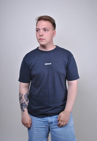 90S CATERPILLAR BASIAC WORKER BLACK T-SHIRT, SIZE S
