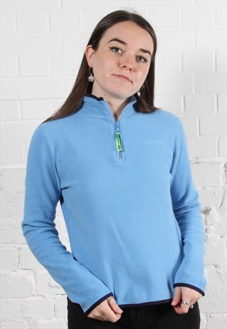 VINTAGE DKNY 1/4 ZIP FLEECE IN BLUE W/ SPELL OUT LOGO