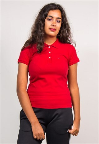 90'S VINTAGE RED TOMMY HILFIGER POLO T-SHIRT