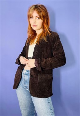 Vintage 90s Gap Genuine Leather Suede Brown Blazer Jacket