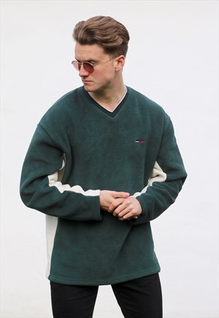 TOMMY HILFIGER USA VINTAGE FERN GREEN FLEECE SWEATSHIRT