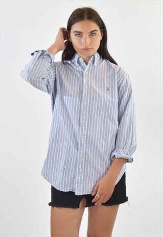 VINTAGE 90S BLUE STRIPED RALPH LAUREN SHIRT