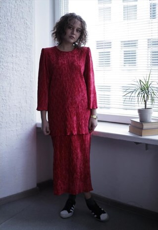 VINTAGE 80'S HOT PINK VELVET 3/4 SLEEVE DRESS
