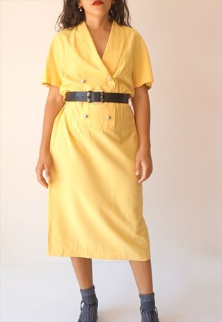 VINTAGE 90S YELLOW PASTEL MINIMALIST DRESS,