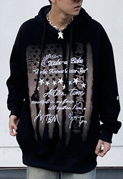 Black Punk graphic Cotton oversized Hoodies Y2k