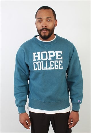 "Men's Vintage Champion Hope College Varsity Blue Sweatshirt