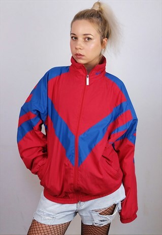 BERRI VINTAGE 90'S UNISEX TRACK JACKET RED AND BLUE