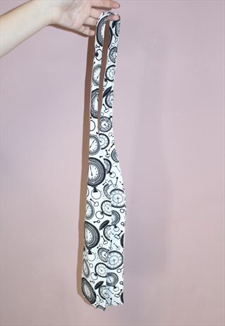 CLOCK PRINT HANDMADE BOW NECK HEAD SCARF STEAMPUNK GRUNGE