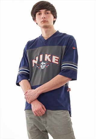 VINTAGE NIKE HOCKEY TOP SHIRT 90S NAVY BLUE GREY