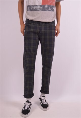 VINTAGE LEVI'S 511 TROUSERS CHECK NAVY BLUE