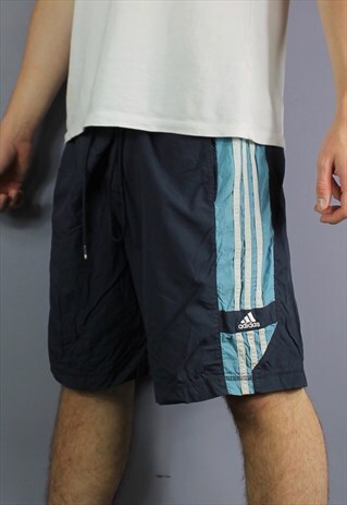 VINTAGE ADIDAS SHORTS IN NAVY BLUE WITH POCKETS, EMBROIDERED