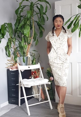 VINTAGE 1980S LIGHTWEIGHT COTTON PRINT WIGGLE DRESS