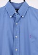 VINTAGE MENS RALPH LAUREN BLUE SHORT SLEEVE SHIRT