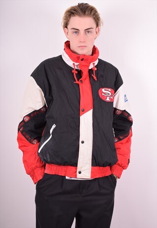 MENS VINTAGE NFL JACKET LARGE BLACK 90'S