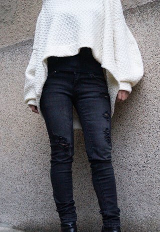 ASYMMETRICAL SWEATER COZY KNITWEAR MAXI BLOUSE F1502