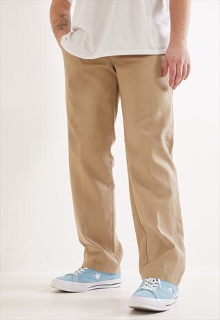 VINTAGE DICKIES SLIM STRAIGHT LEG TROUSERS BEIGE