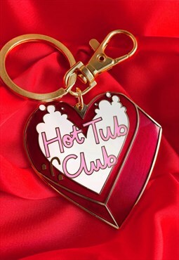 Hot Tub Club Gold Red Heart Enamel Keychain